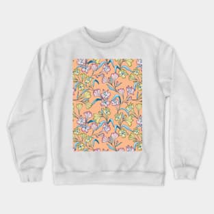 Happy lily flowers botanical pattern in coral pink Crewneck Sweatshirt